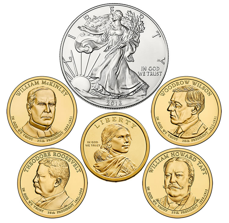 2013 Annual Uncirculated $1 Coin Set Includes Silver Eagle | SCT