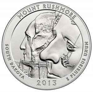 Reverse of 2013-P Uncirculated Mount Rushmore Silver Coin