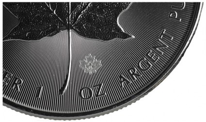 Silver Maple Leaf Bullion Coin - Radial Lines and Laser-Engraved Mark