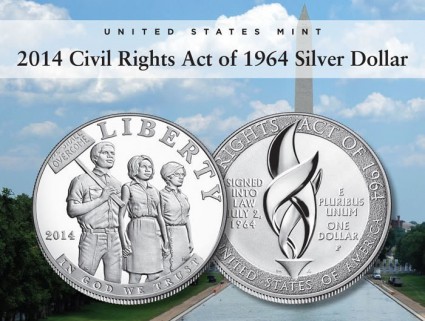 US Mint Promotion Image for 2014 Civil Rights Act of 1964 Silver Dollars