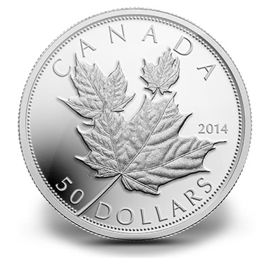 2014 Proof High Relief Maple Leaves 5 oz. Silver Coin