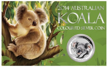 Australian Koala 2014 1oz Silver Colored Coin in Card