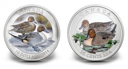 2014 Canadian Pintail Duck Coins - $10 and 25c