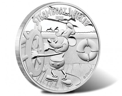 2014 Proof Steamboat Willie Silver Coin with Mickey Mouse