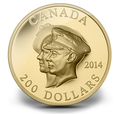 2014 $200 Canada's First Royal Visit Ultra-High Relief Gold Coin