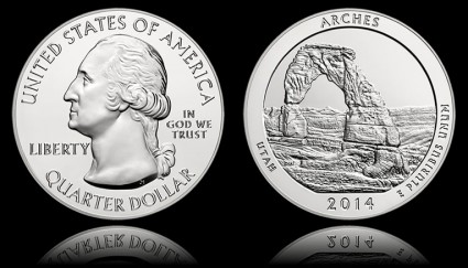 2014 Arches National Park Five Ounce Silver Bullion Coin