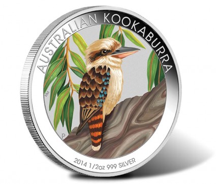 2014 50c Australian Outback Kookaburra One Half Ounce Silver Coloured Coin