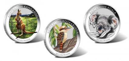 Kangaroo, Kookaburra and Koala Silver Coins in 2014 Australian Outback Collection