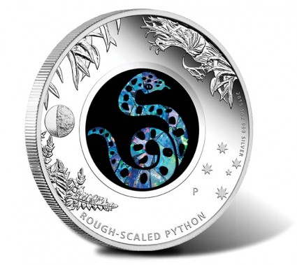 2015 Australian Opal Rough-Scaled Python 1 Oz Silver Coin