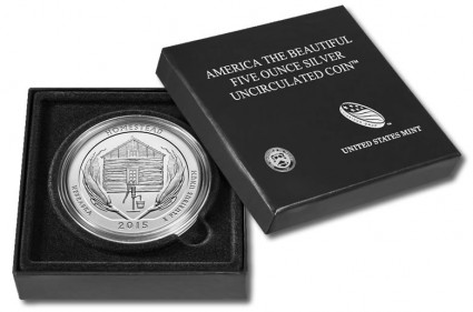 2015-P Homestead National Monument of America Five Ounce Silver Uncirculated Coin and Case