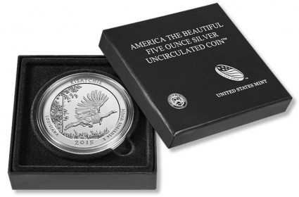 2015 Kisatchie National Forest America the Beautiful Five Ounce Silver Uncirculated Coin and Case