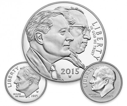 Three coins in March of Dimes Special Silver Set