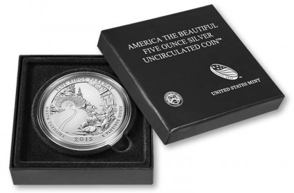 2015 Blue Ridge Parkway Five Ounce Silver Coin and Case