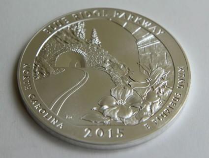 2015-P Blue Ridge Parkway 5 Oz Silver Uncirculated Coin