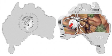 2015 Australian Map Shaped Redback Spider Silver Coin