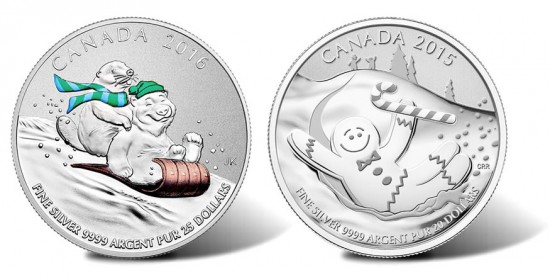 Canadian 2016 $25 Winter Fun Silver Coin, 2015 $20 Gingerbread Man Silver Coin