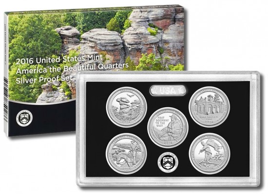 2016 America the Beautiful Quarters Silver Proof Set and Box