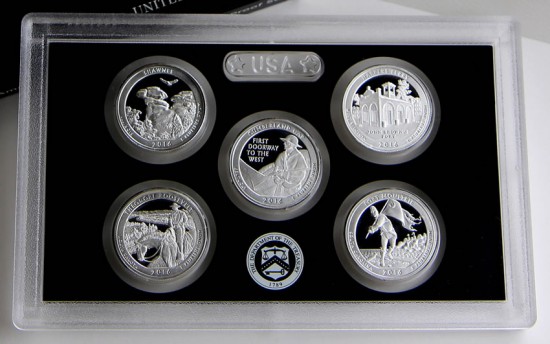 Photo of protective lens with 2016 America the Beautiful Silver Quarters