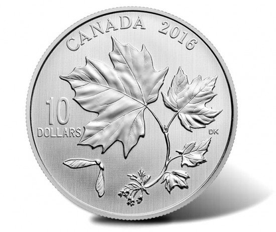 2016 $10 Maple Leaves Silver Coin