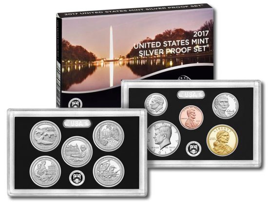 2017 Silver Proof Set - Lenses of Coins and Packaging Box