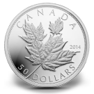 2014 Maple Leaves 5 Oz Silver Coin in High Relief
