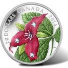 2014 $20 Red Trillium Silver Coin Features Swarovski Crystals for Dew Drops